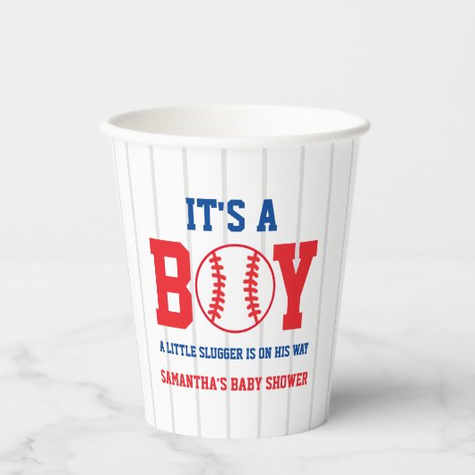 Kleine Slugger Baseball Babydusche Pappbecher (Vorderseite)