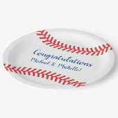 Kleine Slugger Baseball Babydusche Pappteller (Schrägansicht)