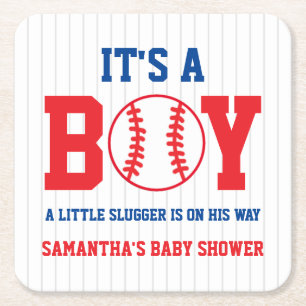 Kleine Slugger Baseball Babydusche Rechteckiger Pappuntersetzer