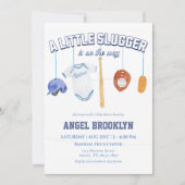 Kleine Slugger Baseball Mobile Baby Dusche Einladung (Vorderseite)