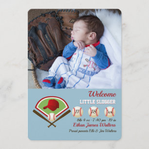 Kleine Slugger-Foto-Geburts-Mitteilung Ankündigung