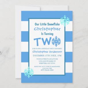 Kleine Snowflake 2. Geburtstag Einladung