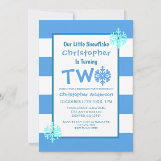 Kleine Snowflake 2. Geburtstag Einladung