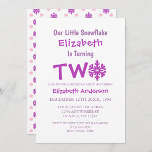 Kleine Snowflake 2. Geburtstag Einladung