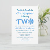 Kleine Snowflake 2. Geburtstag Einladung (Stehend Vorderseite)