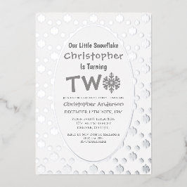 Kleine Snowflake 2. Geburtstag Folieneinladung