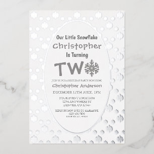 Kleine Snowflake 2. Geburtstag Folieneinladung