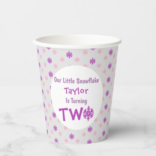 Kleine Snowflake 2. Geburtstag Pappbecher (Vorderseite)