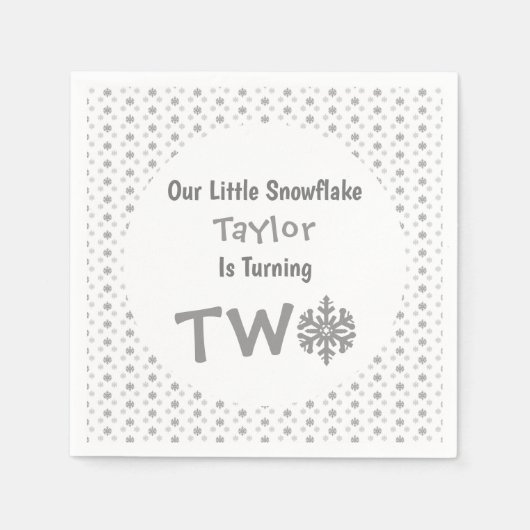 Kleine Snowflake 2. Geburtstag Serviette (Vorderseite)