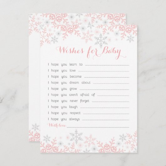 Kleine Snowflake Baby Dusche Wünsche für Baby Hinweiskarte (Vorne/Hinten)