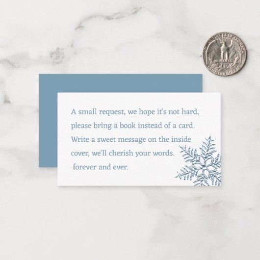 Kleine Snowflake Babydusche bringen ein Buch Mitteilungskarte (Vorderseite/Rückseite Beispiel)
