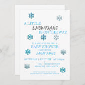 Kleine Snowflake Babydusche Einladung (Vorne/Hinten)