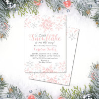 Kleine Snowflake Babydusche Einladung in rosa Silb