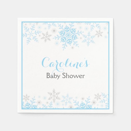 Kleine Snowflake Babydusche Napkin Serviette (Vorderseite)