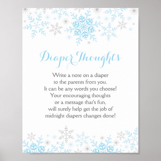 Kleine Snowflake Babydusche Windeln Gedanken signi Poster (Vorne)