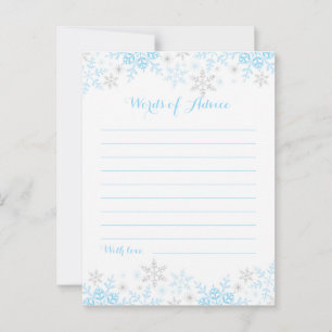 Kleine Snowflake Babydusche Worte des Ratgebers Hinweiskarte