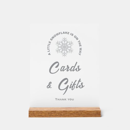 Kleine Snowflake Babyduschkarten & Geschenkssigne Acrylschild (Vorderseite)