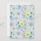 Kleine Snowflake Blue Floral Winter Baby Dusche Einladung (Rückseite)