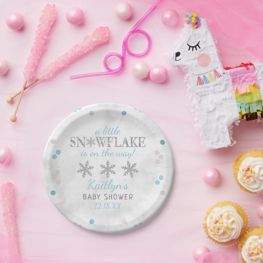 Kleine Snowflake Boys Winter Baby Dusche Pappteller (Party)