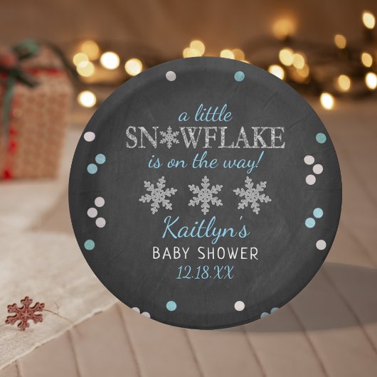 Kleine Snowflake Boys Winter Baby Dusche Pappteller