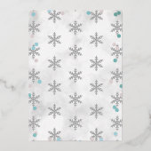 Kleine Snowflake Boys Winter Baby Dusche Real Folieneinladung (Rückseite)