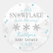 Kleine Snowflake Boys Winter Baby Dusche Runder Aufkleber (Vorderseite)
