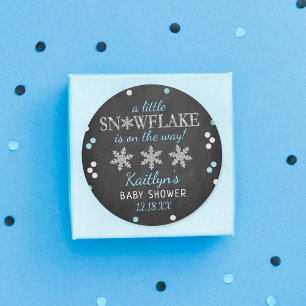 Kleine Snowflake Boys Winter Baby Dusche Runder Aufkleber