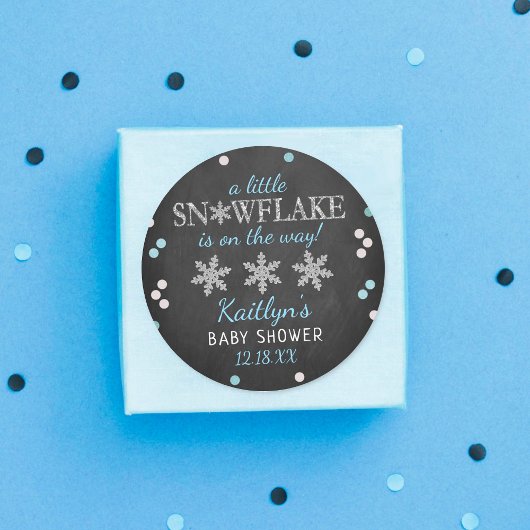 Kleine Snowflake Boys Winter Baby Dusche Runder Aufkleber