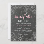 Kleine Snowflake Chalkboard Babydusche Einladung (Vorderseite)