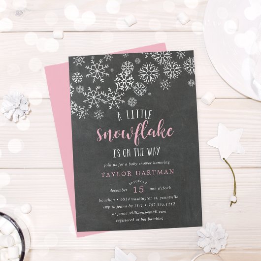 Kleine Snowflake Chalkboard Babydusche Einladung