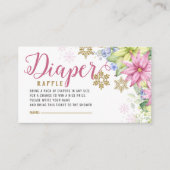 Kleine Snowflake Floral Diaper Raffle Baby Dusche Begleitkarte (Vorderseite)
