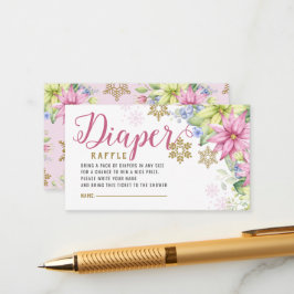 Kleine Snowflake Floral Diaper Raffle Baby Dusche Begleitkarte