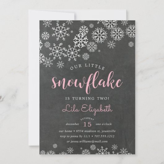 Kleine Snowflake Geburtstagsparty Einladung (Vorderseite)