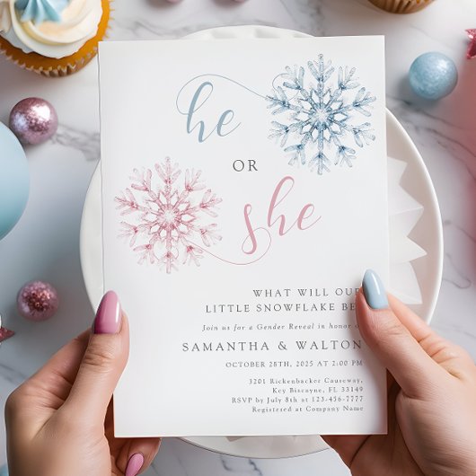 Kleine Snowflake-Gender-Party Einladung