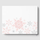 Kleine Snowflake Girl Babydusche in rosa Silber Gästebuch (Rückseite)