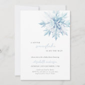 Kleine Snowflake Minimal Boy Baby Dusche Einladung (Vorderseite)