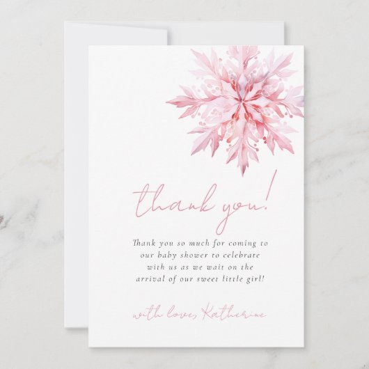 Kleine Snowflake Minimal Girl Babydusche Dankeskarte (Vorderseite)