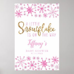 Kleine Snowflake Pink Baby Dusche Begrüßungszeiche Poster