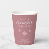 Kleine Snowflake Pink Babydusche Pappbecher (Rückseite)