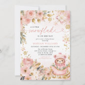 Kleine Snowflake Pink Bläserbärendusche Einladung (Vorderseite)