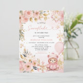 Kleine Snowflake Pink Bläserbärendusche Einladung (Stehend Vorderseite)