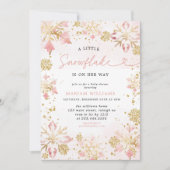 Kleine Snowflake Pink Bläserbärendusche Einladung (Vorderseite)