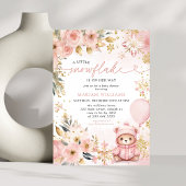 Kleine Snowflake Pink Bläserbärendusche Einladung