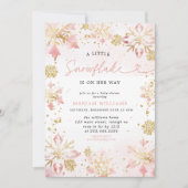 Kleine Snowflake Pink Bläserbärendusche Einladung (Vorderseite)