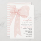 Kleine Snowflake Pink Coquette Bow Baby Dusche Einladung (Vorne/Hinten)