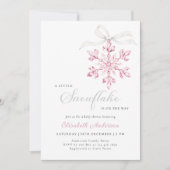 Kleine Snowflake Pink Girl Babydusche Einladung (Vorderseite)