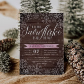 Kleine Snowflake Pink Rustic Wood Baby Dusche Einladung