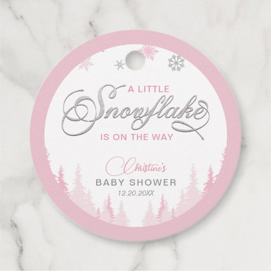 Kleine Snowflake Winter Baby Dusche Geschenkanhänger (Rückseite)