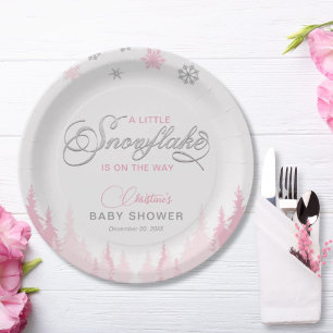Kleine Snowflake Winter Baby Dusche Pappteller