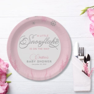 Kleine Snowflake Winter Baby Dusche Pappteller